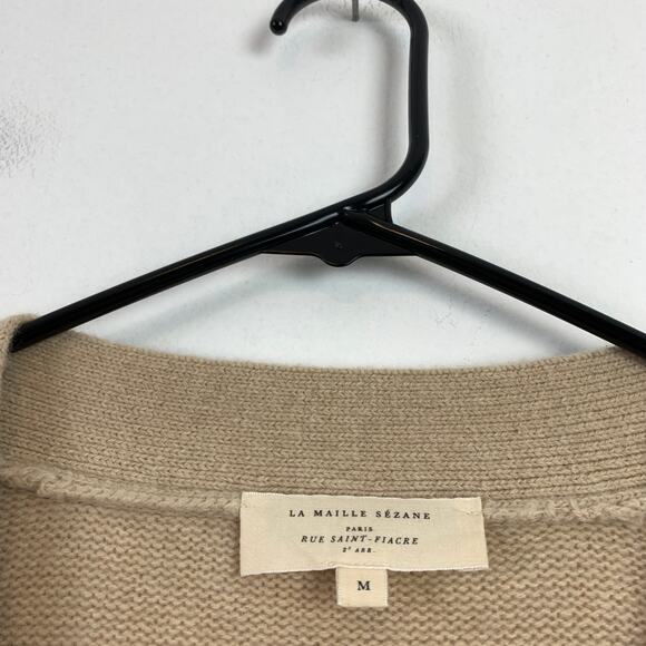 Sezane Jady Oversized 100% Yak Wool Cardigan Jumper Sweater Natural Medium - Picture 5 of 7